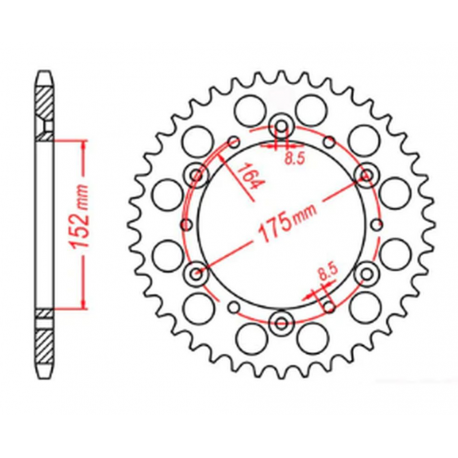 MTX PARTS 2023/03 ZĘBATKA TYLNA 856 42 YAMAHA TT600R '98-'03, TT600S '93-'95, YFZ 350 BANSHEE`89-06 (JTR853.42) (ŁAŃC. 520)